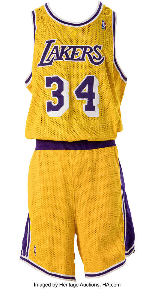 Shaq's Debut Season Lakers Uniform, Worn During Kobe Bryant's NBA Introduction, Featured in Auction