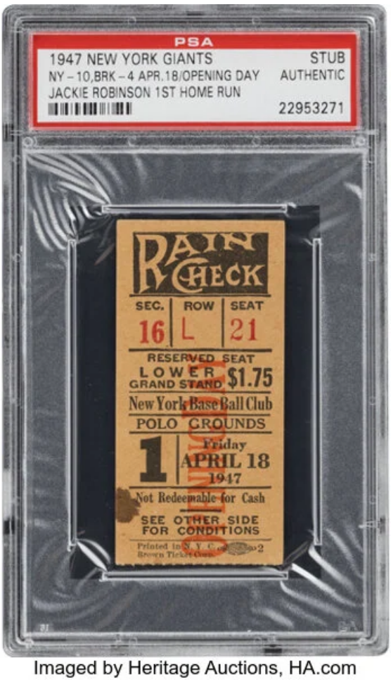 Historic Jackie Robinson Home Run Ticket Stub Up for Auction