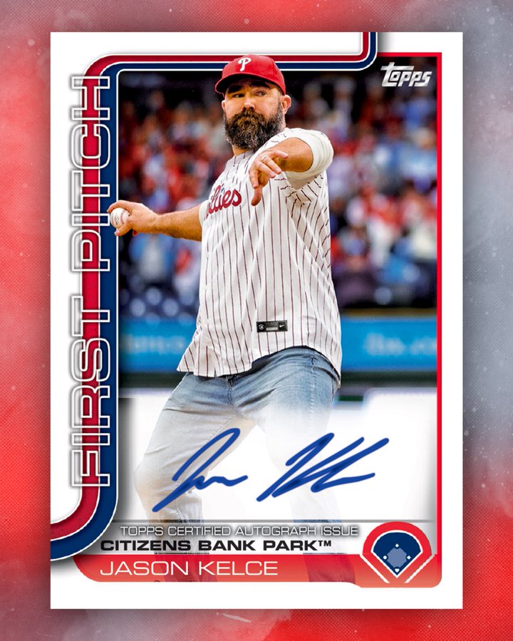 Eagles Legend Jason Kelce Now Has His Own Phillies Autographed Baseball Card